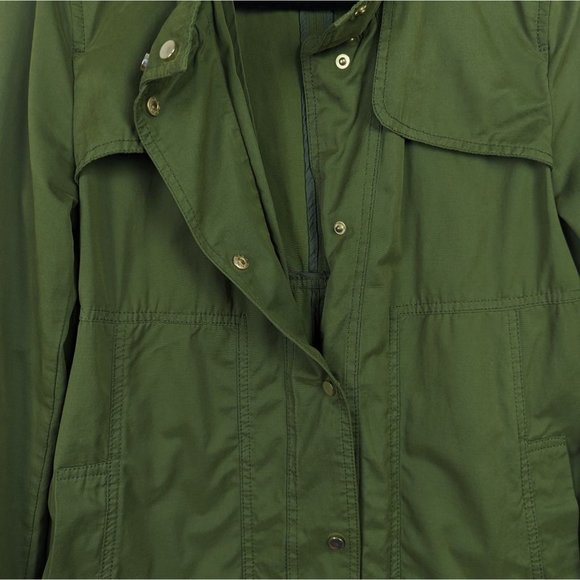 Zara Basic Women Army Green Snap Front Parka Jacket Lightweight - Picture 5 of 7